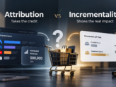مقارنة بين Attribution وIncrementality في قياس أداء الحملات الإعلانية، مع توضيح الفرق بين الإيرادات المنسوبة للإعلانات والإيرادات الإضافية المقاسة عبر Conversion Lift.