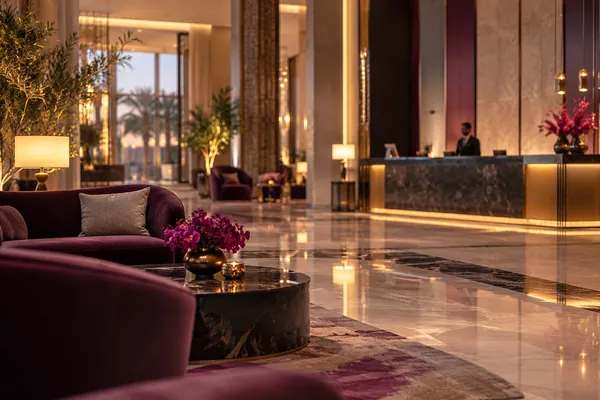 Digital Marketing Agency - Graphic design services, Web design , Branding and identity design , SEO optimization 49 Luxury hotel lobby with a reception desk