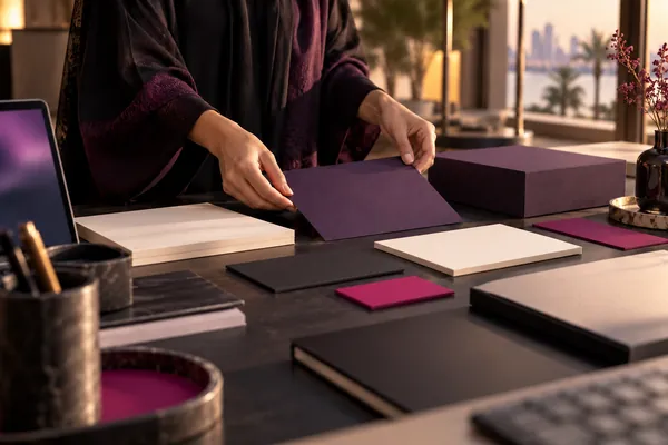 Digital Marketing Agency - Graphic design services, Web design , Branding and identity design , SEO optimization 53 Designer arranging printed brand materials on a desk