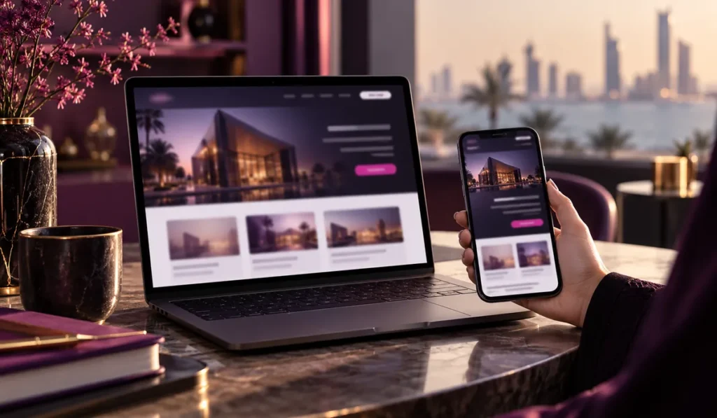 Digital Marketing Agency - Graphic design services, Web design , Branding and identity design , SEO optimization 46 A website shown on a laptop and a phone to illustrate responsive web design